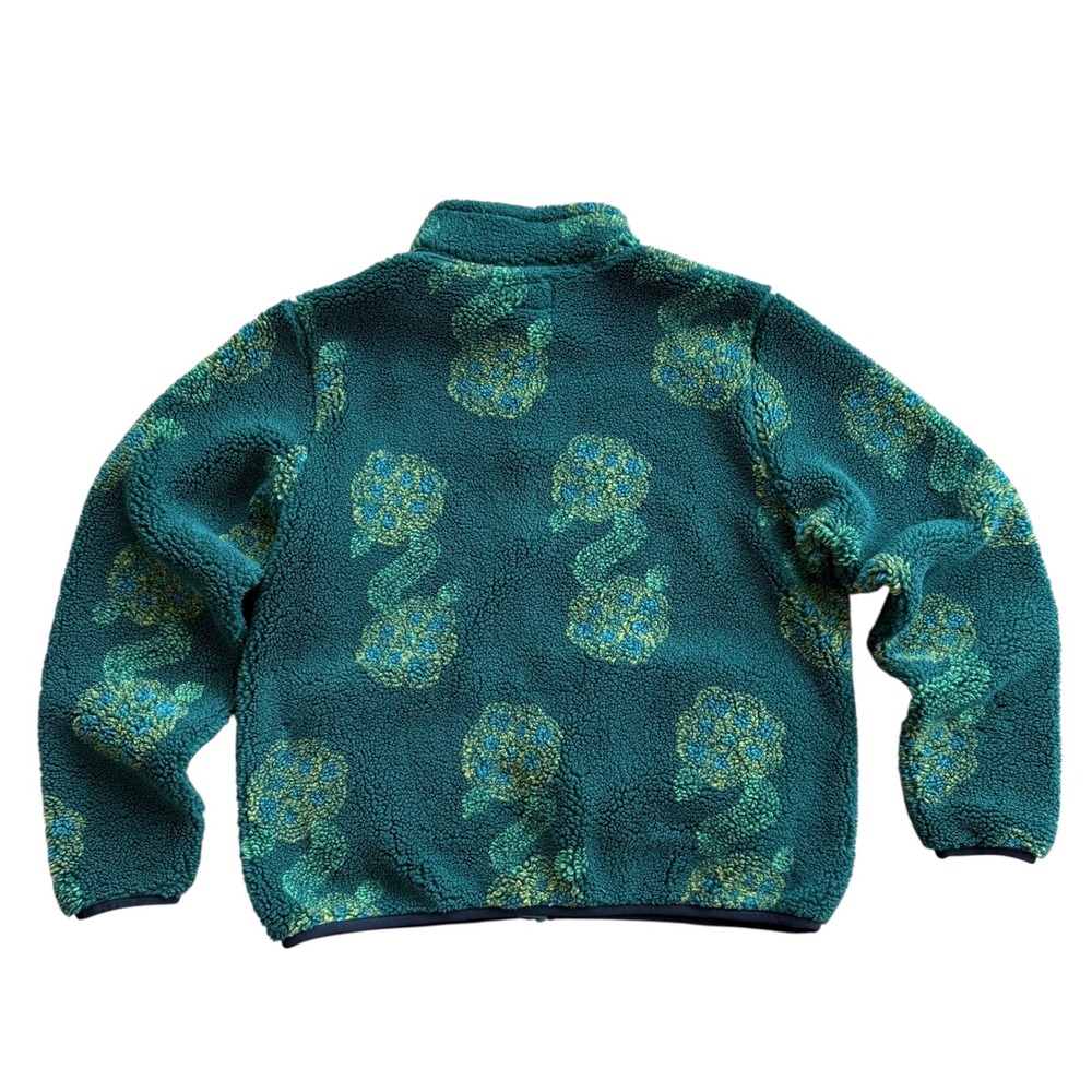 Stussy Flor‎ Sherpa Fleece Jacket Green Sherpa Full Zip Mens XL Mock Neck - Picture 2 of 11